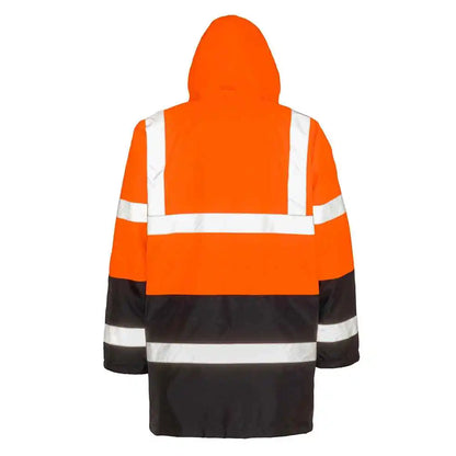 Fluorescent Orange-Black - Back - Result Adults Unisex Core Motorway Two Tone Safety Jacket