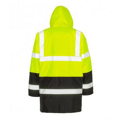 Fluorescent Yellow-Black - Back - Result Adults Unisex Core Motorway Two Tone Safety Jacket