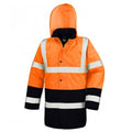 Fluorescent Orange-Black - Front - Result Adults Unisex Core Motorway Two Tone Safety Jacket