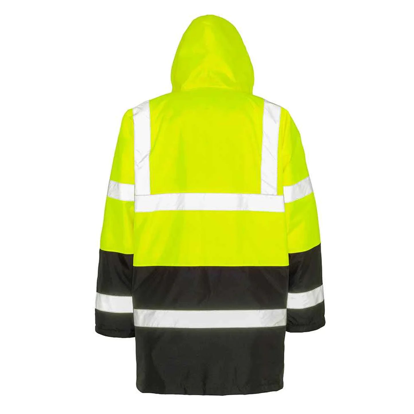 Fluorescent Yellow-Black - Back - Result Adults Unisex Core Motorway Two Tone Safety Jacket
