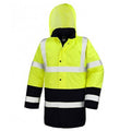 Fluorescent Yellow-Black - Front - Result Adults Unisex Core Motorway Two Tone Safety Jacket