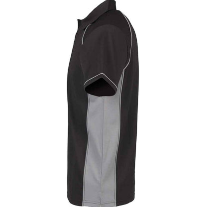 Black-Grey - Side - Finden And Hales Mens Performance Piped Polo Shirt
