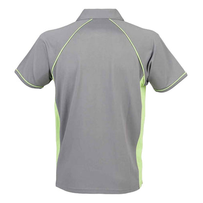 Grey-Lime Green - Back - Finden And Hales Mens Performance Piped Polo Shirt