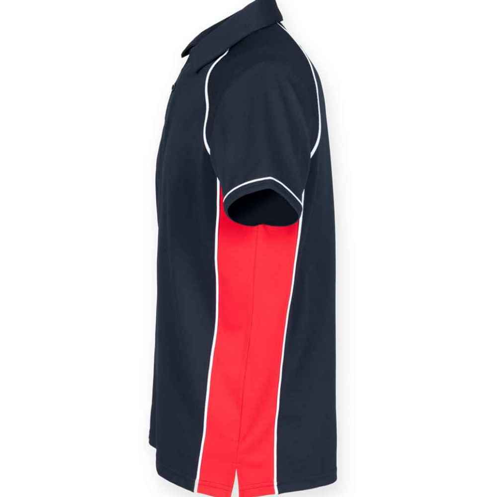 Navy-Red-White - Side - Finden And Hales Mens Performance Piped Polo Shirt