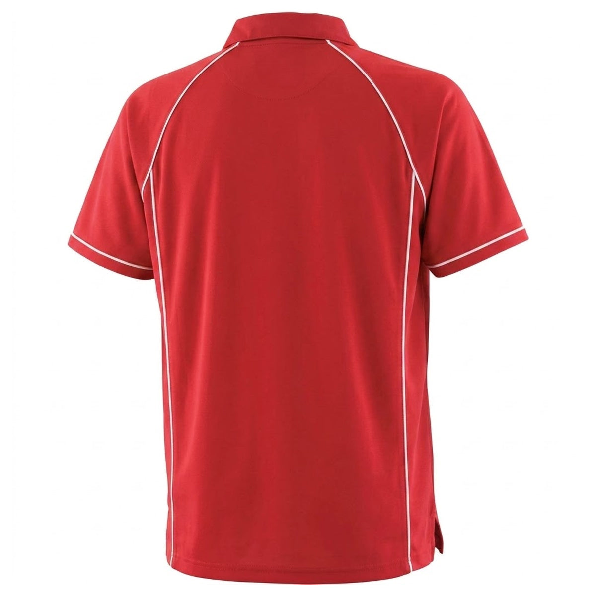 Red-White - Back - Finden And Hales Mens Performance Piped Polo Shirt