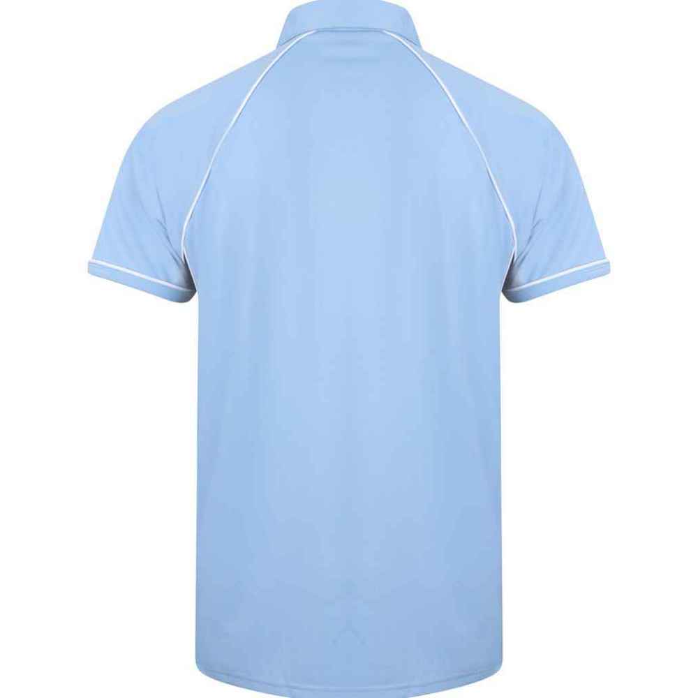 Sky-Navy-White - Back - Finden And Hales Mens Performance Piped Polo Shirt