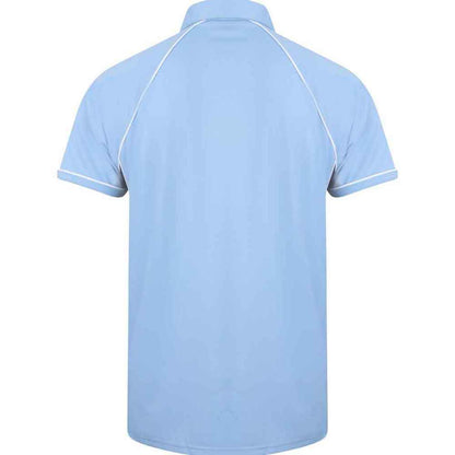 Sky-Navy-White - Back - Finden And Hales Mens Performance Piped Polo Shirt