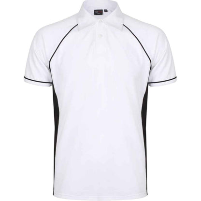 White-Black-Black - Front - Finden And Hales Mens Performance Piped Polo Shirt