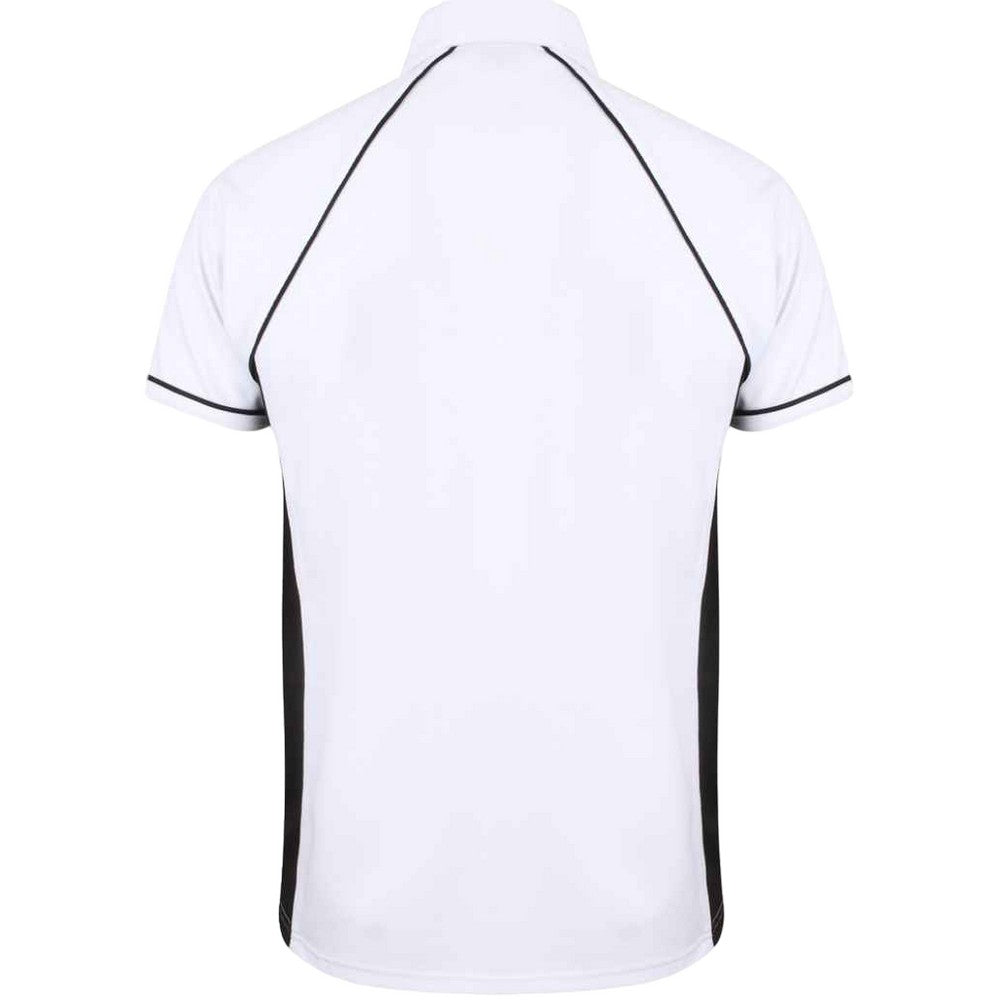 White-Black-Black - Back - Finden And Hales Mens Performance Piped Polo Shirt