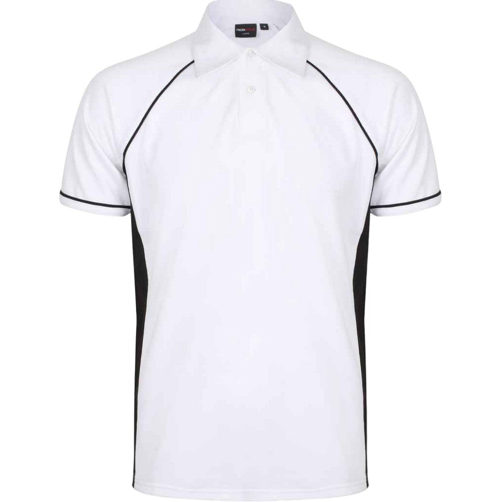 White-Black-Black - Front - Finden And Hales Mens Performance Piped Polo Shirt