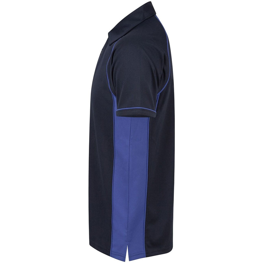 Navy-Royal Blue - Side - Finden And Hales Mens Performance Piped Polo Shirt