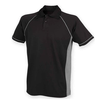 Grey-Black - Front - Finden And Hales Mens Performance Piped Polo Shirt