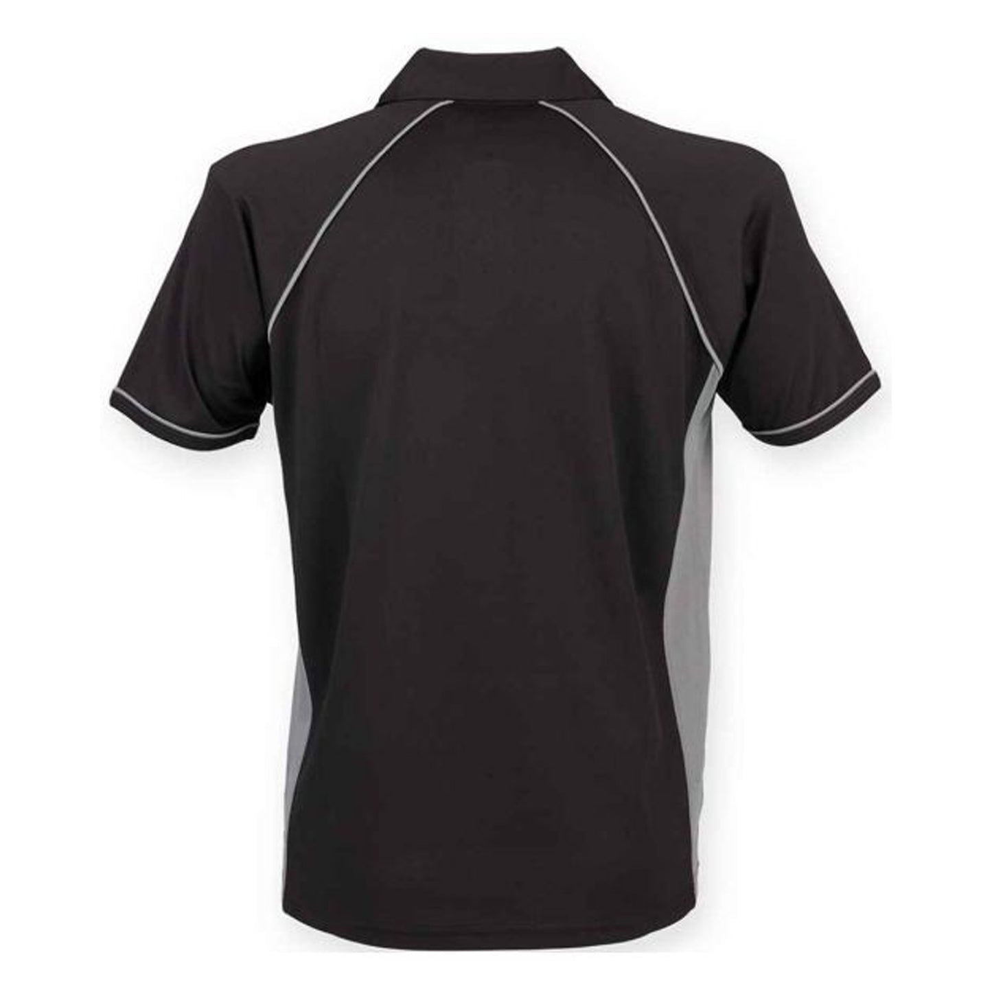 Grey-Black - Back - Finden And Hales Mens Performance Piped Polo Shirt