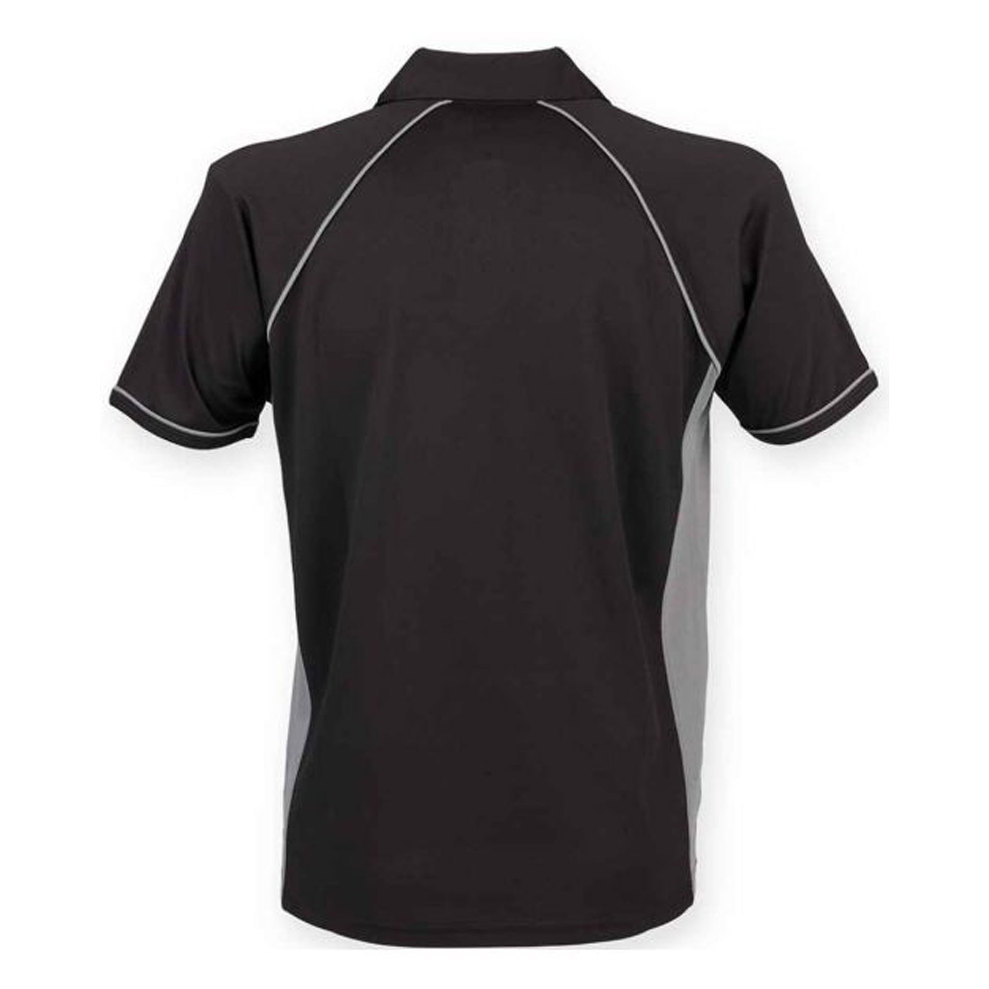 Grey-Black - Back - Finden And Hales Mens Performance Piped Polo Shirt
