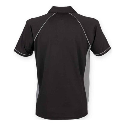 Grey-Black - Back - Finden And Hales Mens Performance Piped Polo Shirt