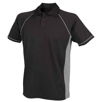 Black-Grey - Front - Finden And Hales Mens Performance Piped Polo Shirt