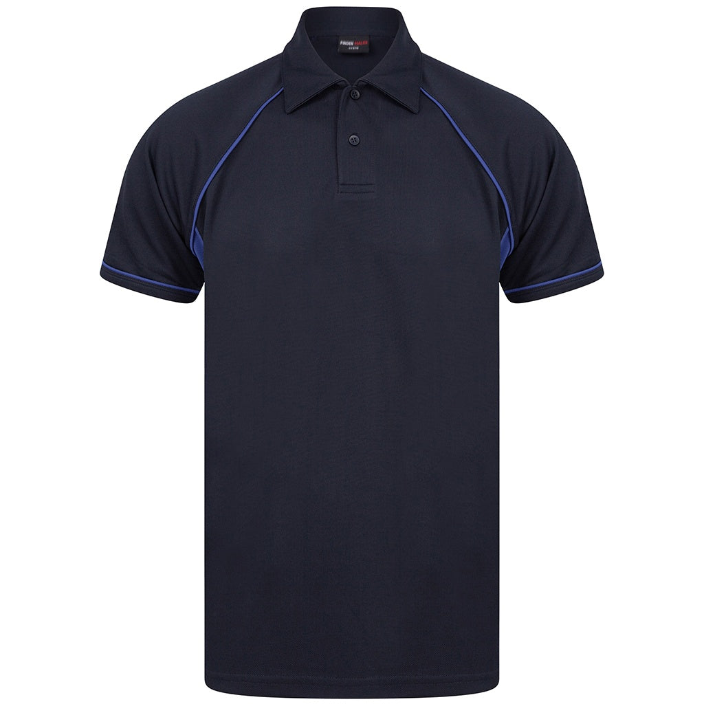 Navy-Royal Blue - Front - Finden And Hales Mens Performance Piped Polo Shirt