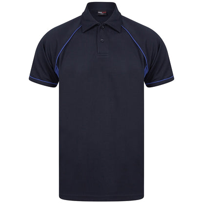 Navy-Royal Blue - Front - Finden And Hales Mens Performance Piped Polo Shirt