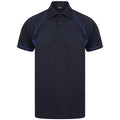 Navy-Royal Blue - Front - Finden and Hales Mens Performance Piped Polo Shirt