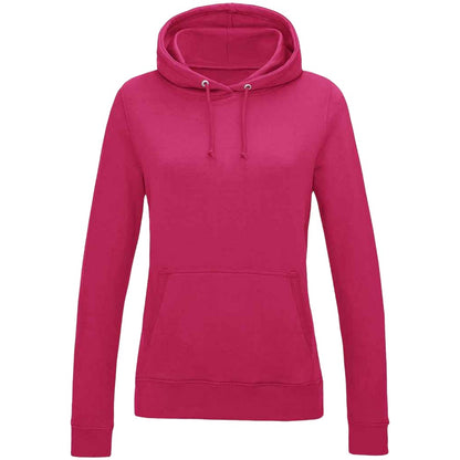 Hot Pink - Front - AWDis Womens-Ladies Girlie College Hoodie