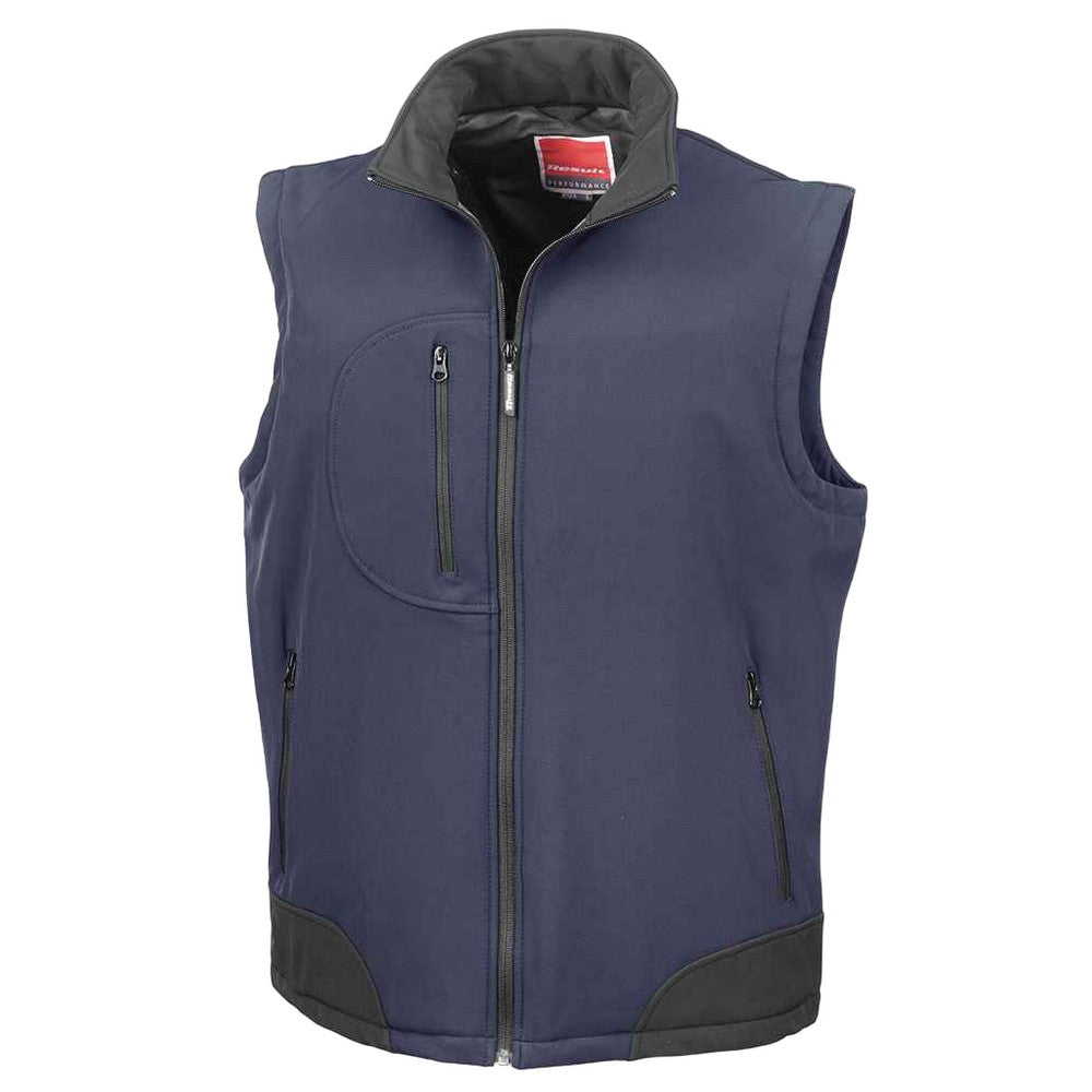 Navy-Black - Front - Result Mens Soft Shell Bodywarmer