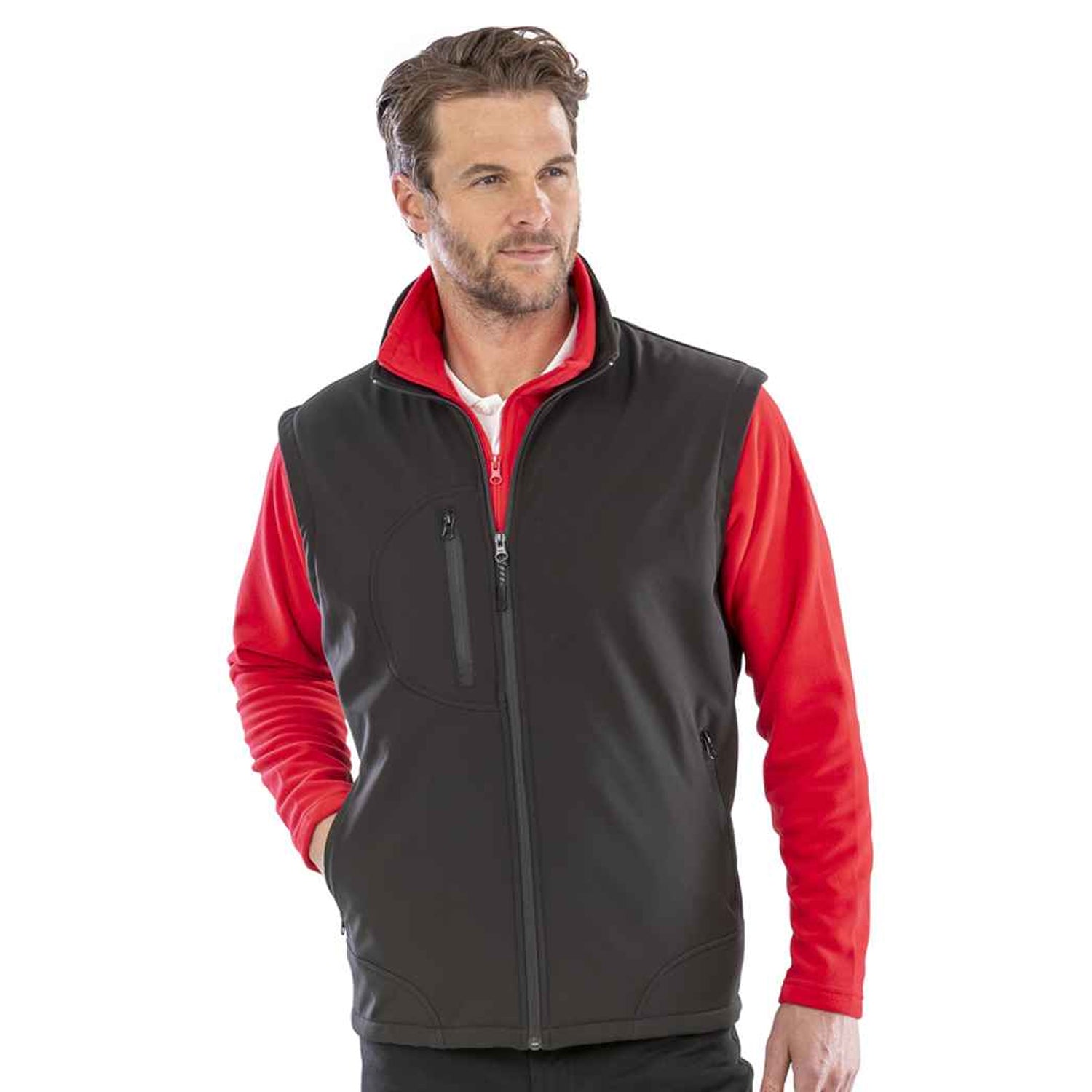 Black-Black - Back - Result Mens Soft Shell Bodywarmer