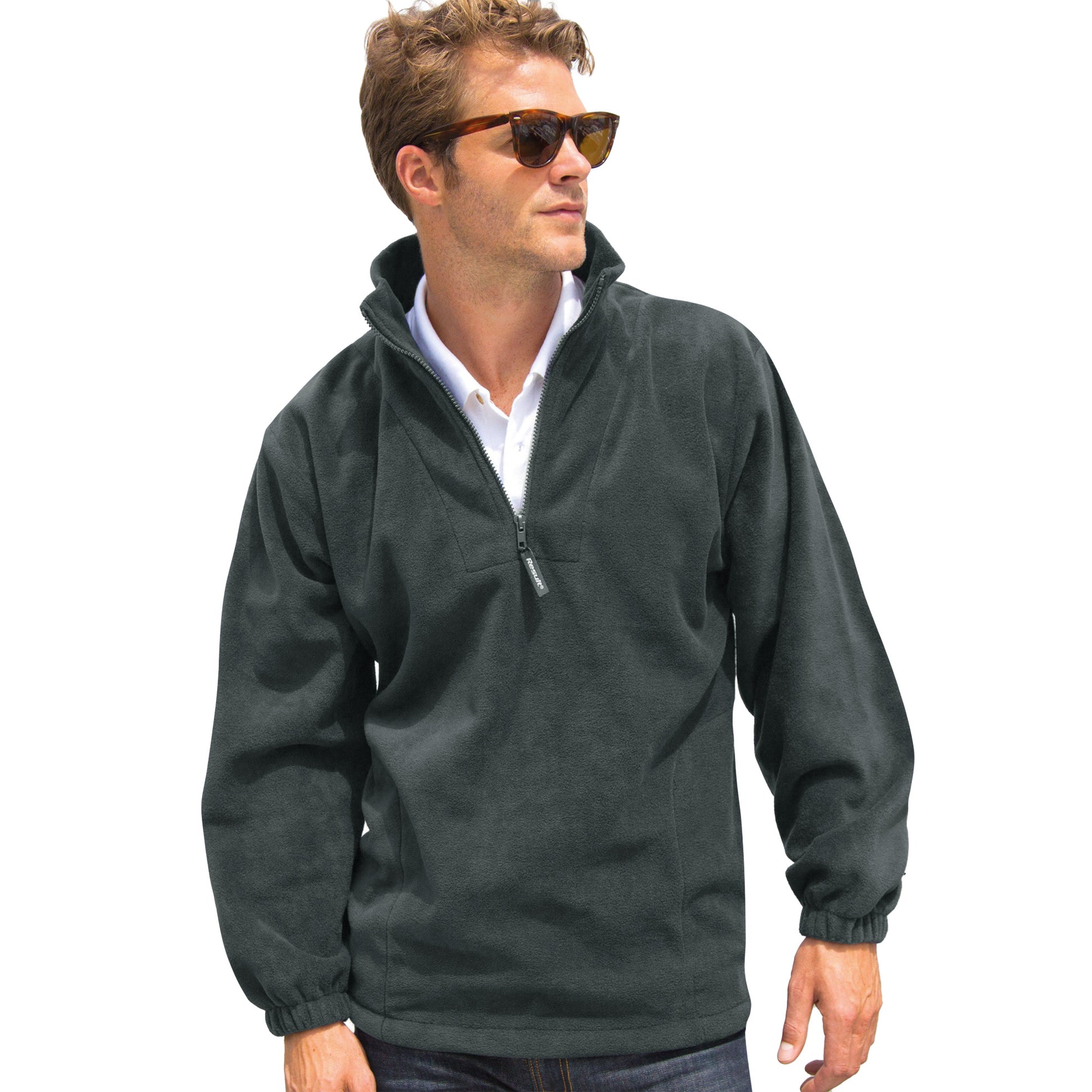 Oxford Grey - Back - Result Adults Unisex Polartherm Zip Neck Fleece
