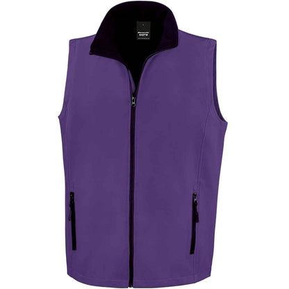 Purple-Black - Front - Result Mens Core Printable Soft Shell Bodywarmer