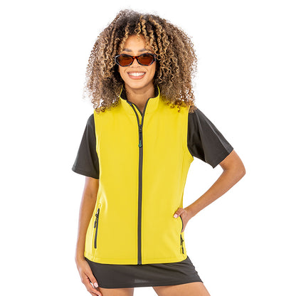 Yellow-Black - Side - Result Womens-Ladies Core Printable Soft Shell Bodywarmer