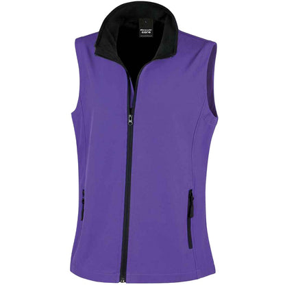 Purple-Black - Front - Result Womens-Ladies Core Printable Soft Shell Bodywarmer