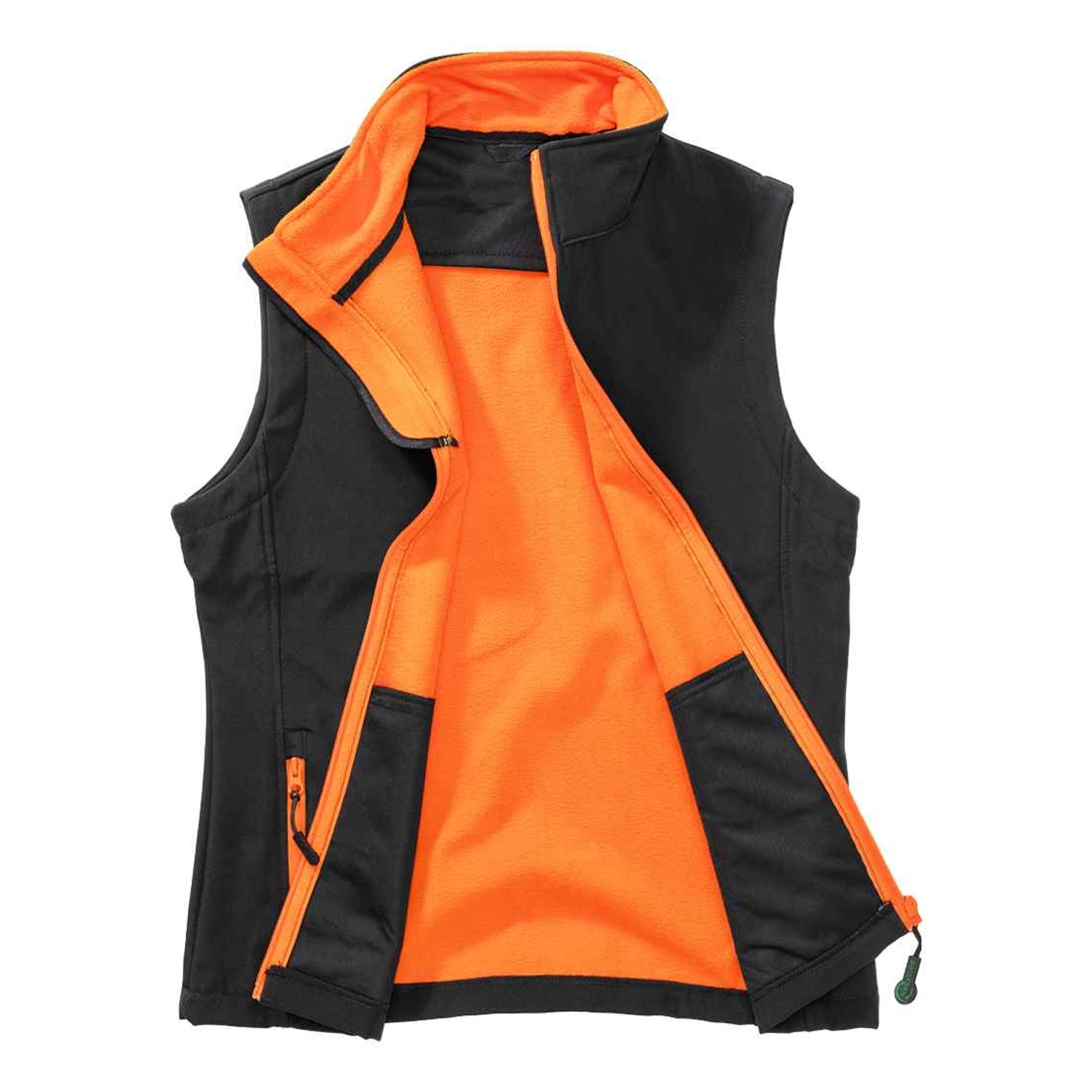 Black-Orange - Side - Result Womens-Ladies Core Printable Soft Shell Bodywarmer