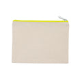 Natural-Fluorescent Yellow - Front - Kimood Medium Cotton Canvas Pouch