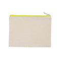 Natural-Fluorescent Yellow - Front - Kimood Medium Cotton Canvas Pouch