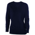 Navy - Front - Kariban Womens-Ladies Cotton Acrylic V Neck Sweater