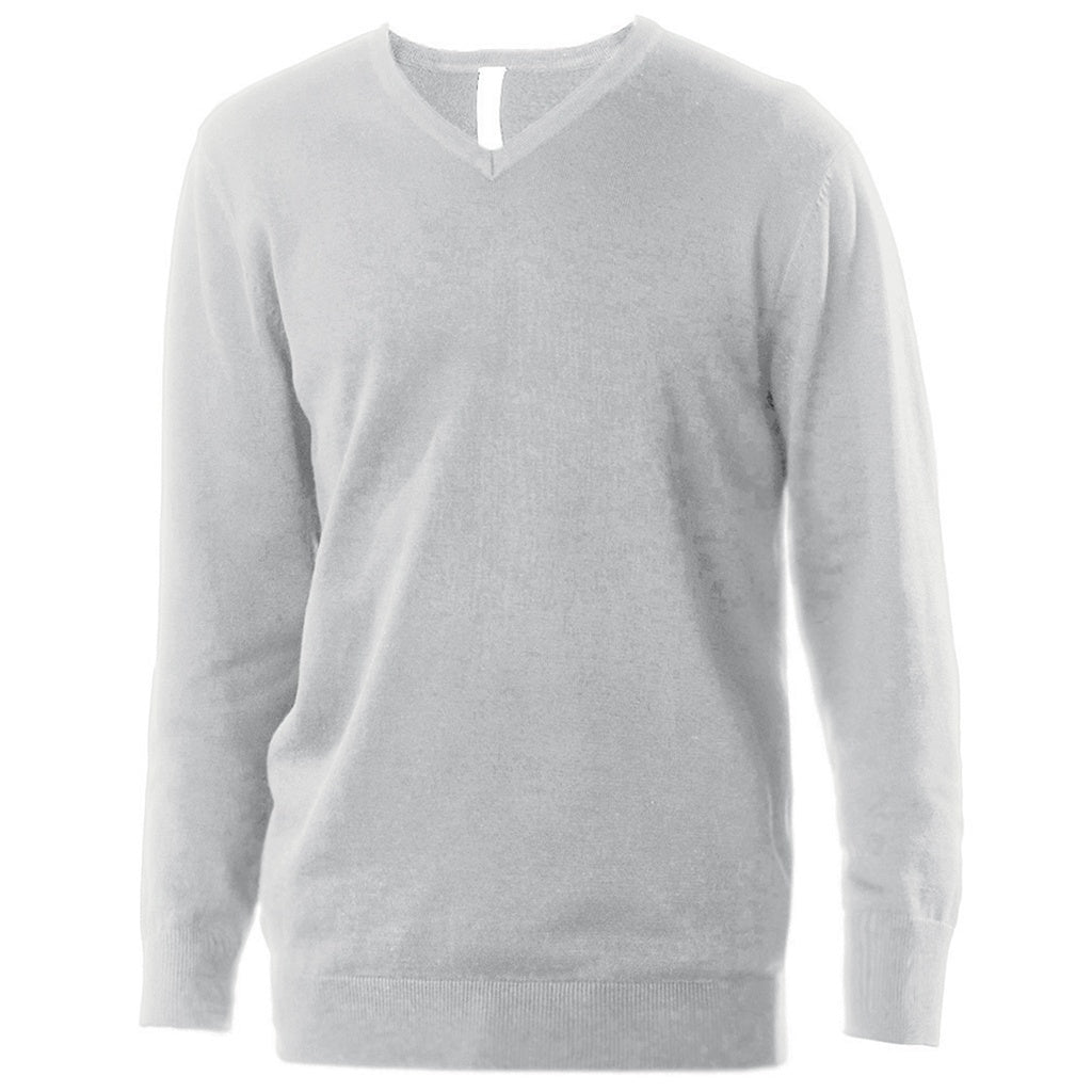 Grey Melange - Front - Kariban Mens Cotton Acrylic V Neck Sweater