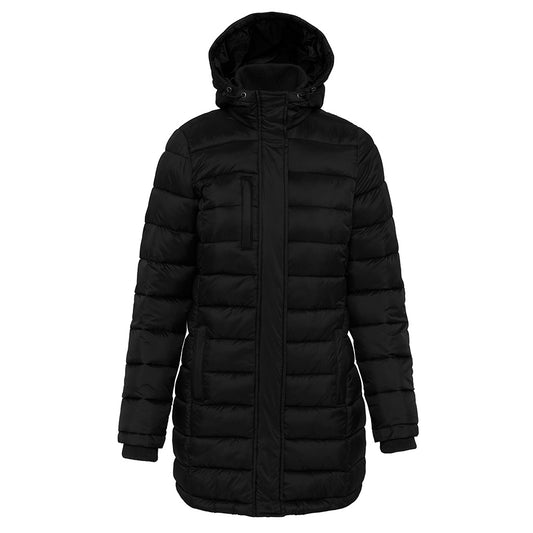 Black - Front - Kariban Womens-Ladies Lightweight Long Padded Parka Jacket