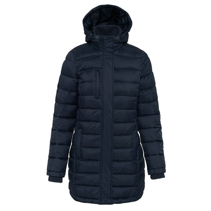 Navy - Front - Kariban Womens-Ladies Lightweight Long Padded Parka Jacket