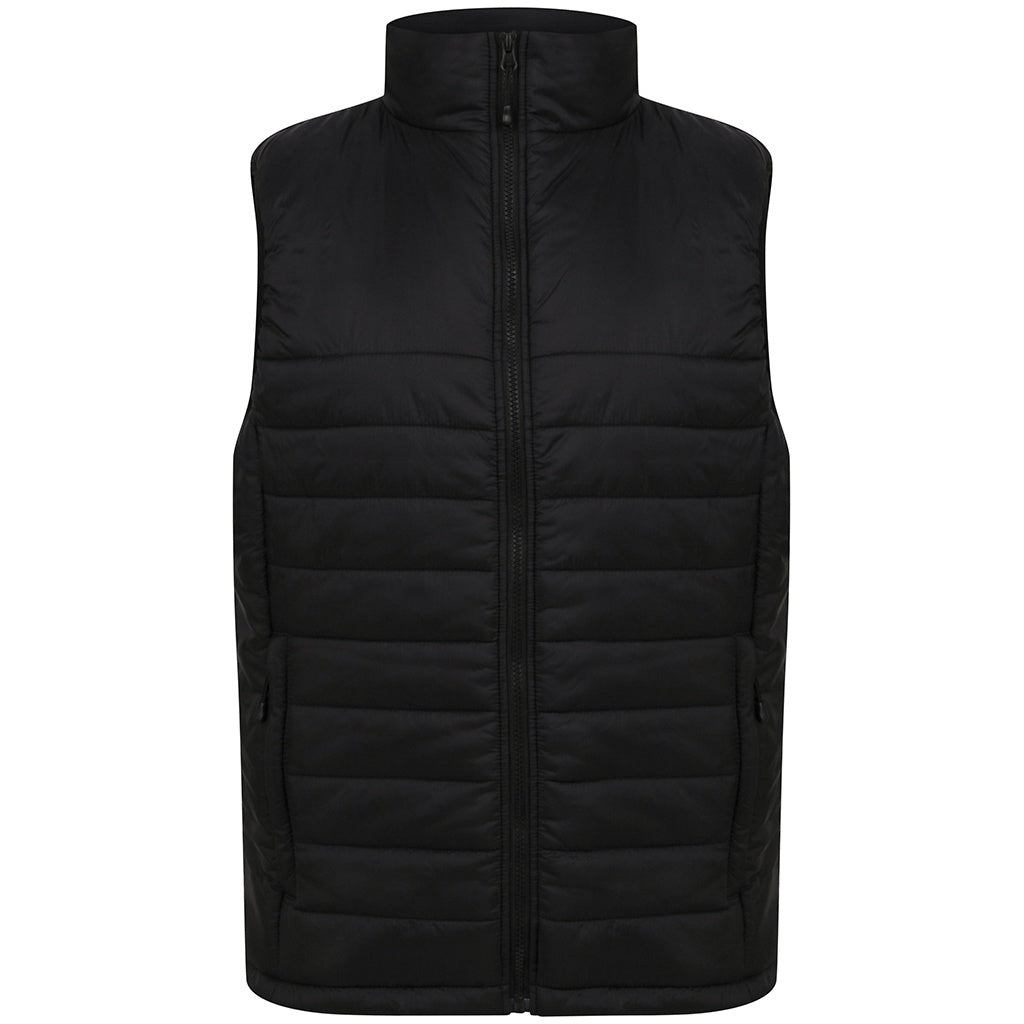 Black - Front - Henbury Unisex Adults Padded Gilet