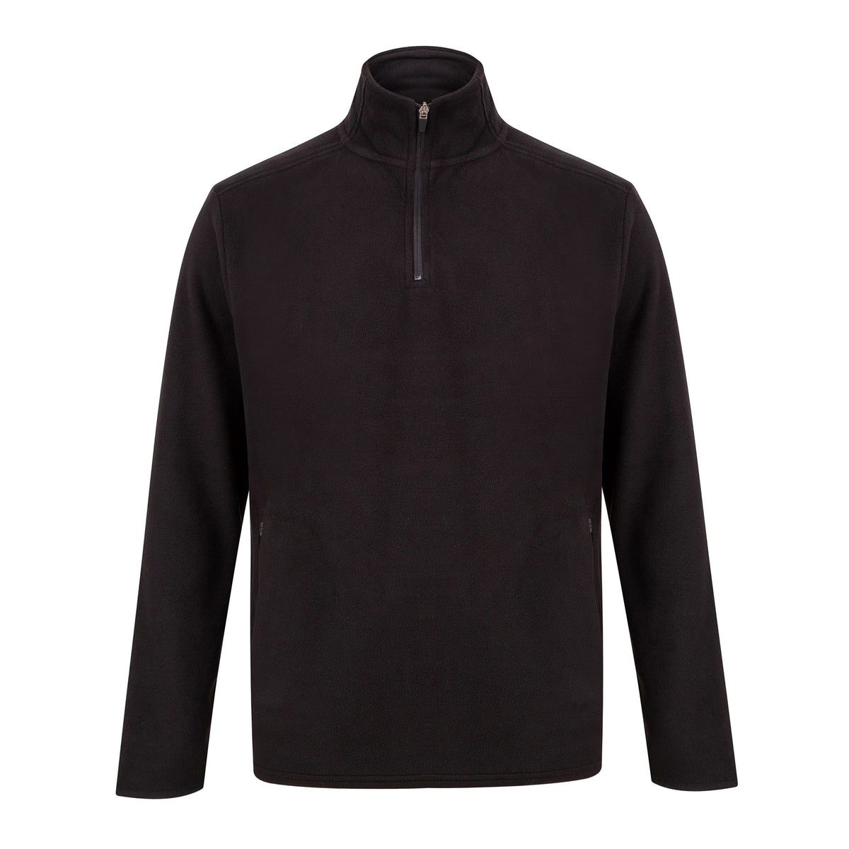 Black - Front - Henbury Mens Zip Neck Micro Fleece Top