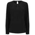 Black - Front - Henbury Womens-Ladies Pleat Front Long Sleeve Blouse