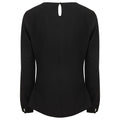 Black - Back - Henbury Womens-Ladies Pleat Front Long Sleeve Blouse