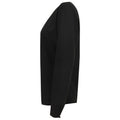 Black - Side - Henbury Womens-Ladies Pleat Front Long Sleeve Blouse
