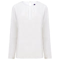 White - Front - Henbury Womens-Ladies Pleat Front Long Sleeve Blouse