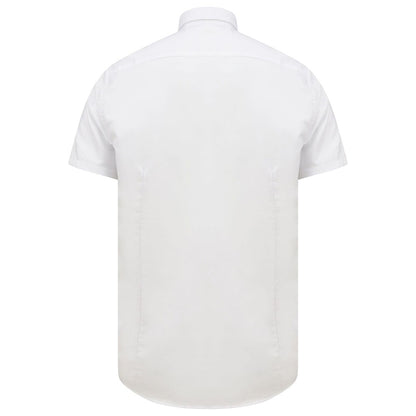 White - Back - Henbury Mens Modern Short Sleeve Slim Fit Oxford Shirt