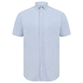 Blue - Front - Henbury Mens Modern Short Sleeve Slim Fit Oxford Shirt