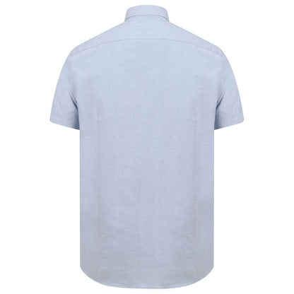 Blue - Back - Henbury Mens Modern Short Sleeve Slim Fit Oxford Shirt