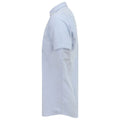 Blue - Side - Henbury Mens Modern Short Sleeve Slim Fit Oxford Shirt