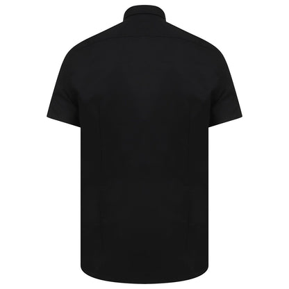 Black - Back - Henbury Mens Modern Short Sleeve Slim Fit Oxford Shirt