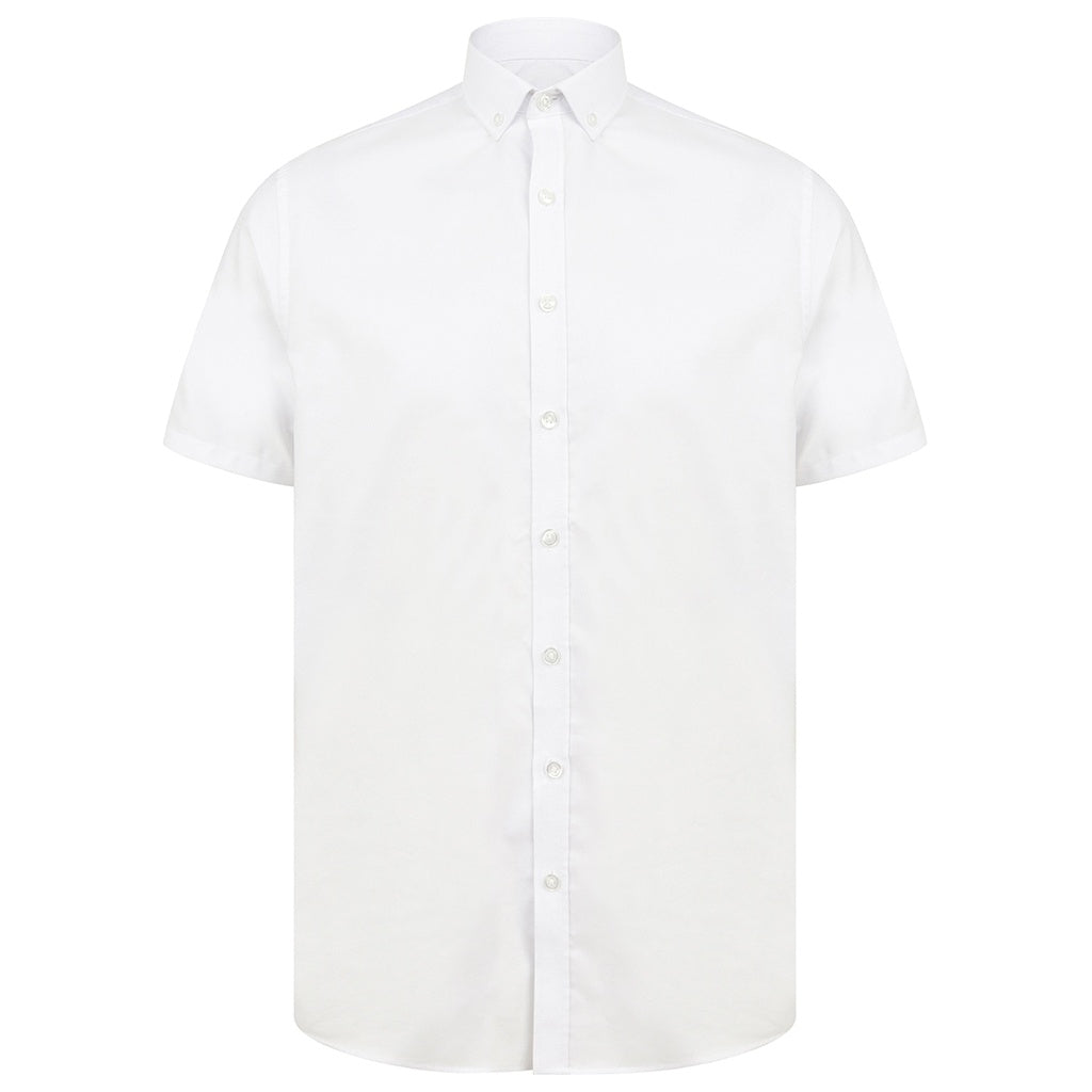 White - Front - Henbury Mens Modern Short Sleeve Slim Fit Oxford Shirt