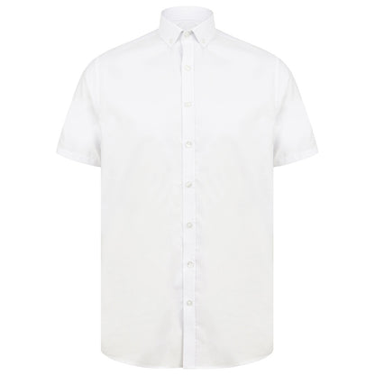 White - Front - Henbury Mens Modern Short Sleeve Slim Fit Oxford Shirt